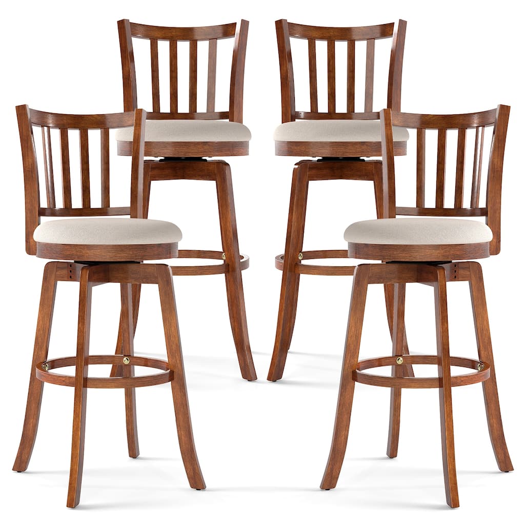 Gymax 30.5'' Swivel Barstools Set of 4 w/Backrest & Upholstered Seat