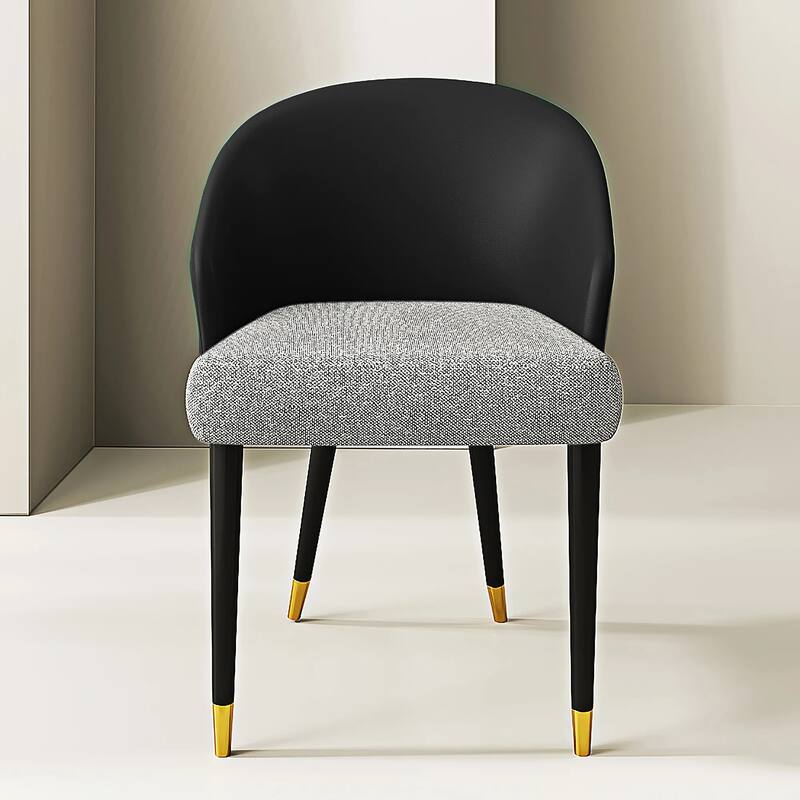 Modern Faux Leather and Fabric Upholstered Back Armchair Dining Chair (Set of 2)