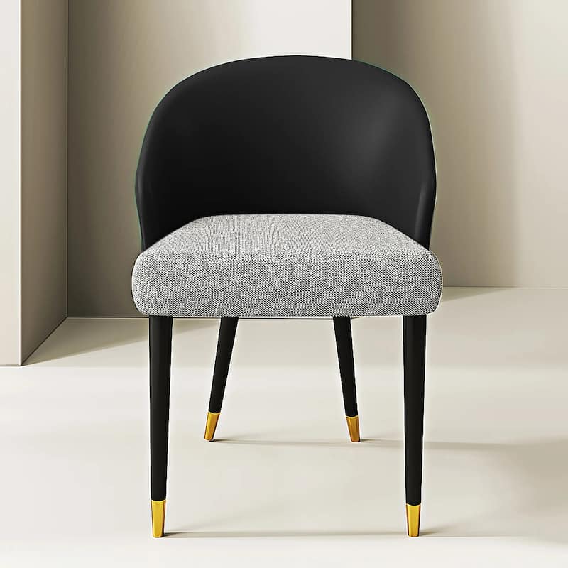 Modern Faux Leather and Fabric Upholstered Back Armchair Dining Chair Or Side Chair (Set of 4)
