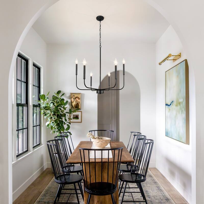 Starsky 6-Light Candle-Style Mid-Century Modern Farmhouse Traditional Classic Candle-Style Chandelier
