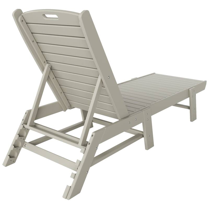 Laguna Hdpe All Weather Outdoor Patio Pool Reclining Armless Chaise Lounges With Square Side Table (3-Piece Set)