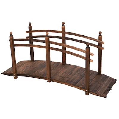 Wood Garden Bridge Arc Walkway with Side Railings