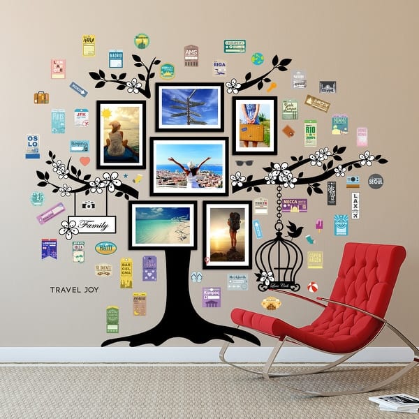 slide 2 of 5, Walplus Photo Frame Tree Luggage Tags Wall Sticker DIY Art Home Decor