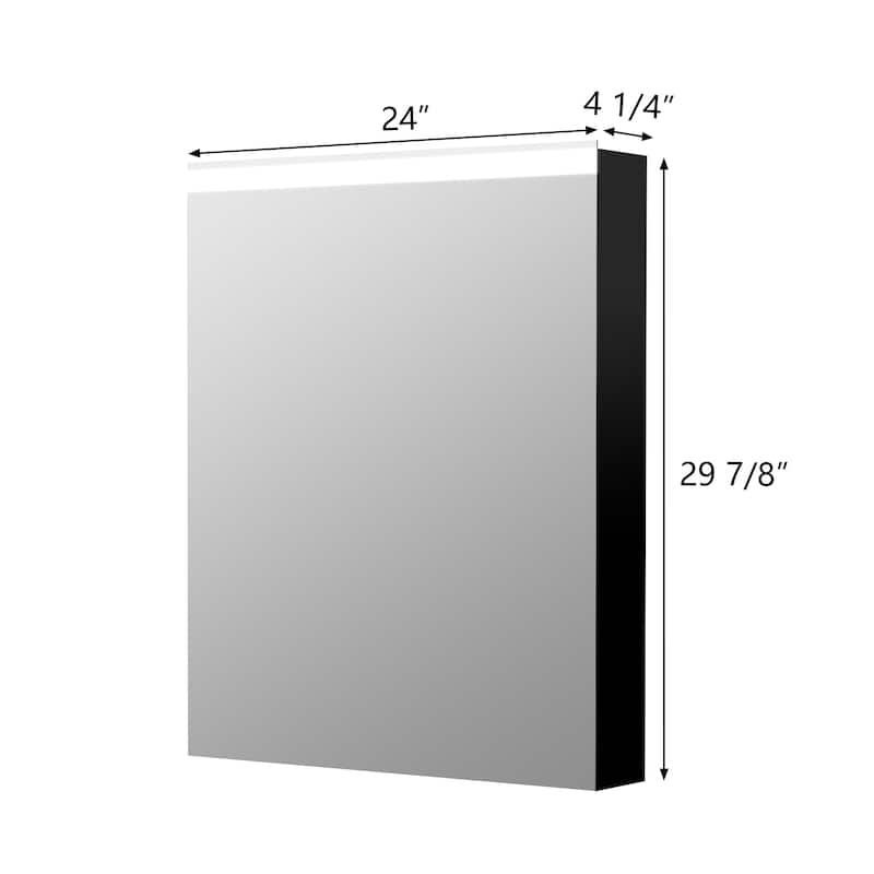 Bathroom LED Rectangular Aluminum Surface Mount Medicine Medicine Cabinet With Adjusted Glass shelves