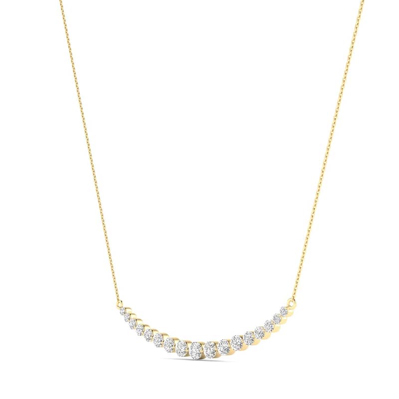 Marquee 1 Carat TW Diamond Smiley Bar Necklace in 14K Yellow Gold