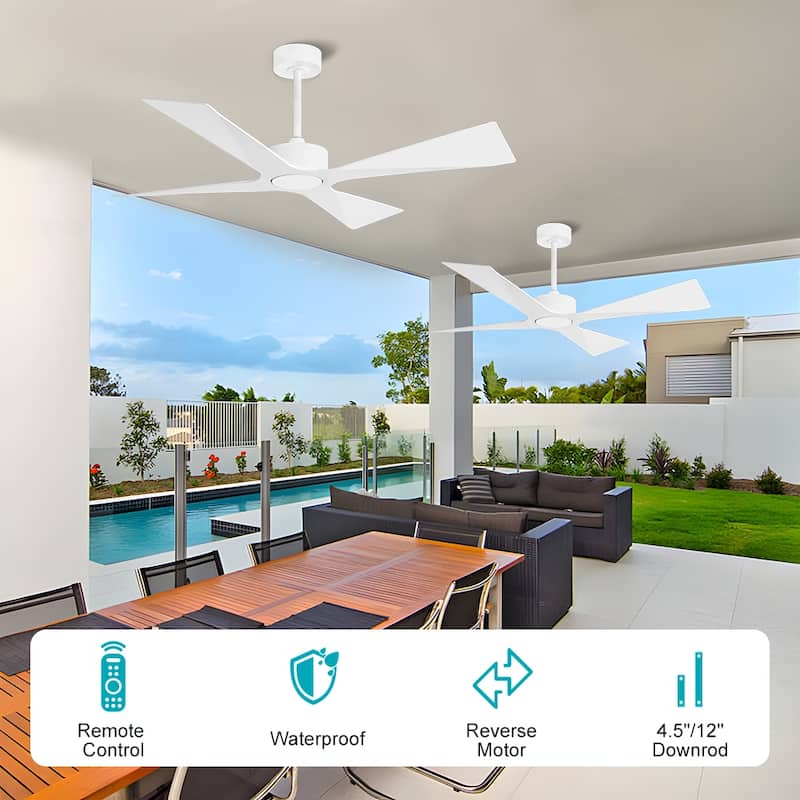 MLiAN 54 In. 4 -ABS Blades Wet Rated Outdoor Ceiling Fan with Remote