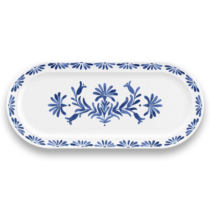 Abode Homewares Azul Melamine Serving Tray - Blue - 17.7" x 7.9" - Blue