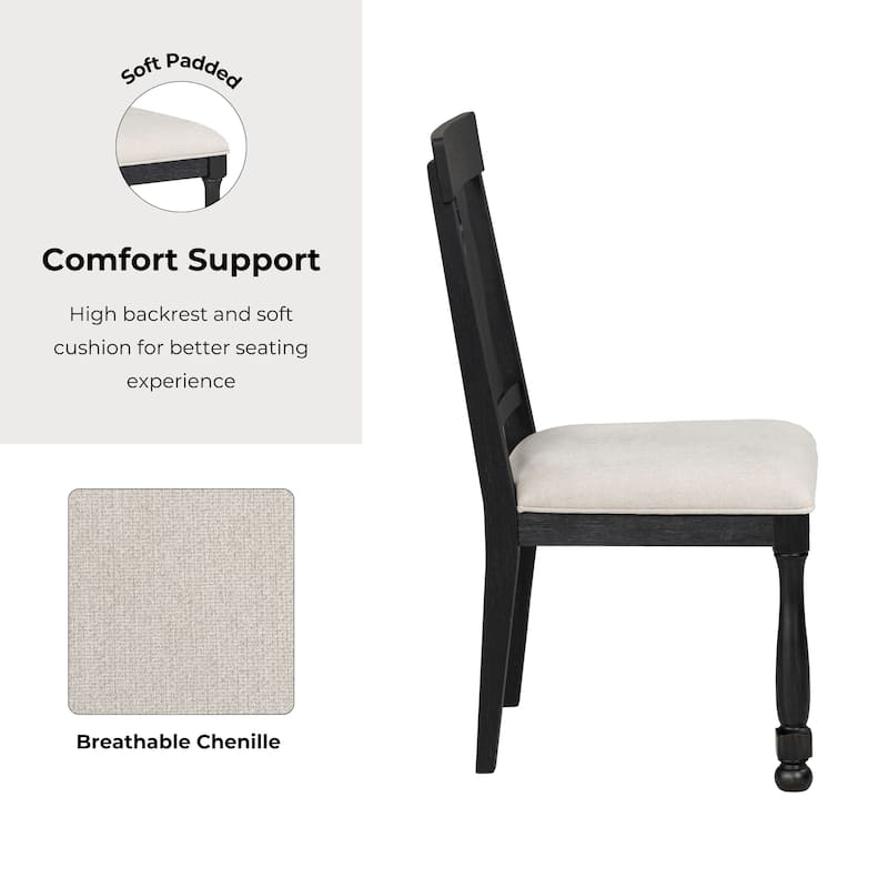 Furniture of America Lucan Modern Farmhouse Black Acacia Side Chair (Set of 2)