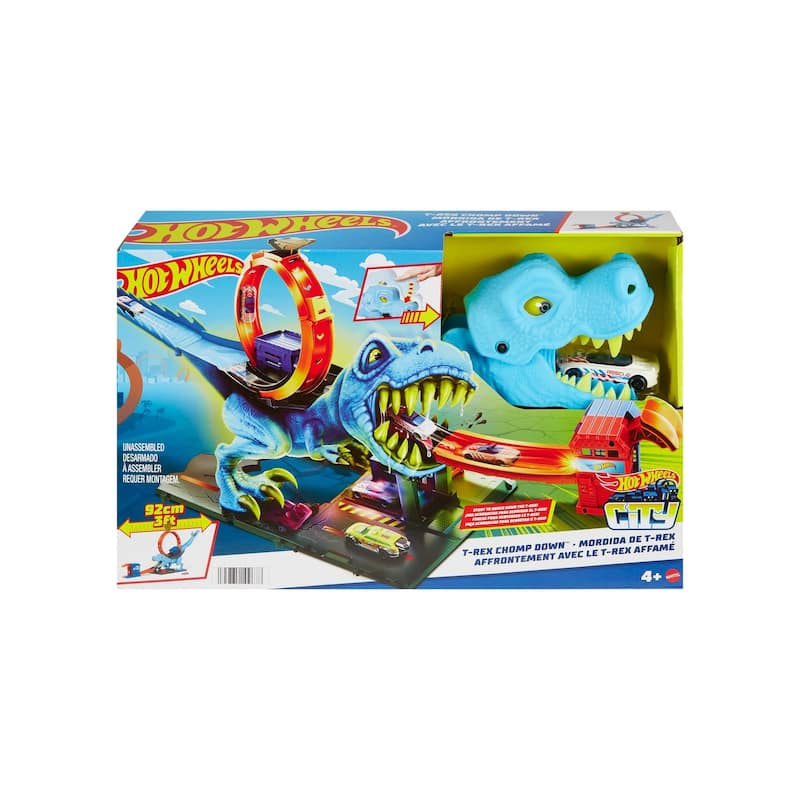 Hot Wheels City T-Rex Chomp Down Playset - Blue