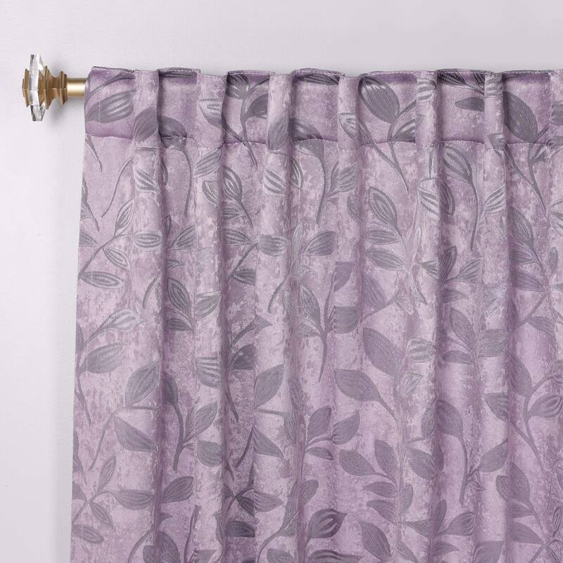 Superior Leaves Machine Washable Room Darkening Curtains with Back Tabs, Set of 2