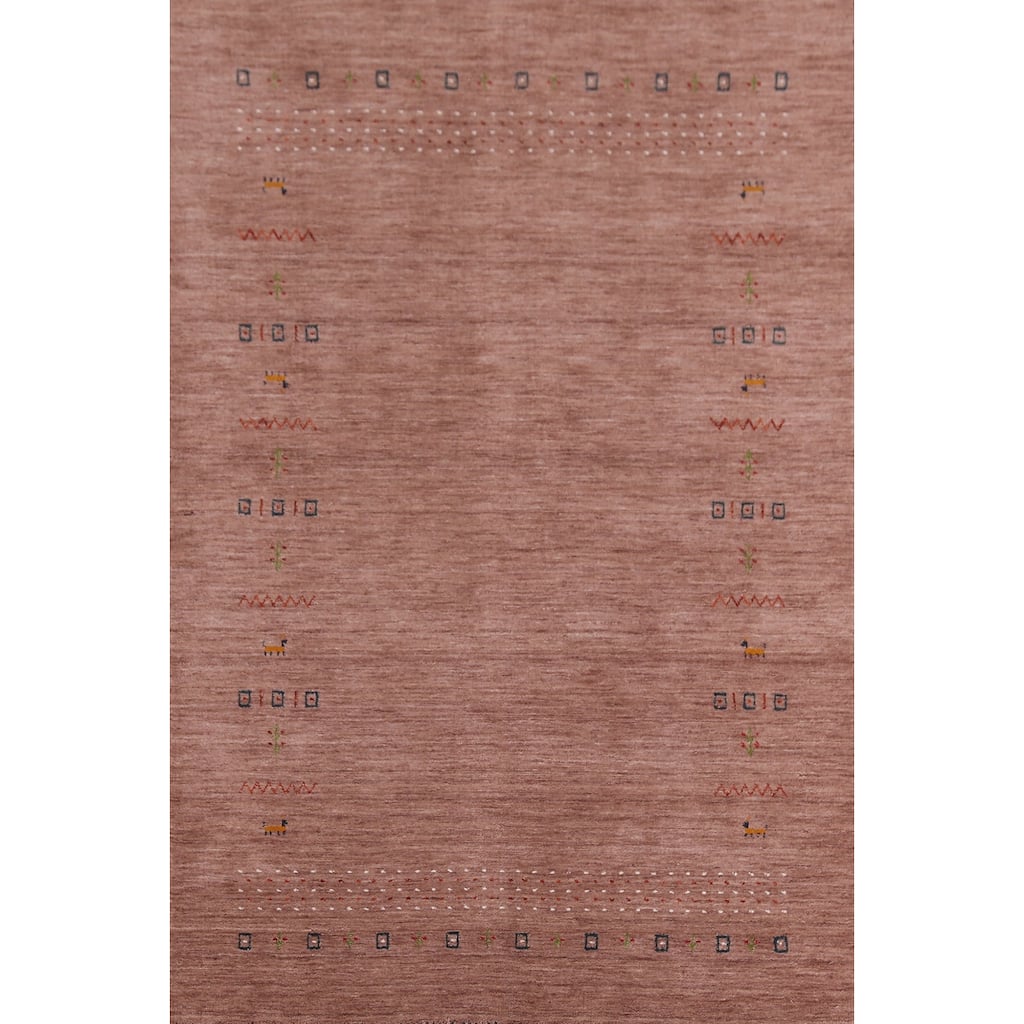 Hand Knotted Oriental 100% Wool Carpet Tribal Animal Pictorial Brown Gabbeh Area Rug - 7' 9'' X 5' 0''