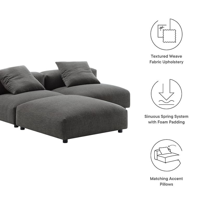 Solace 3-Piece Modular Upholstered Fabric Sectional Sofa