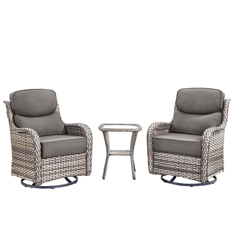 Pocassy Outdoor Glider Chairs Table with 4Inch 5Inch 6Inch Cushion
