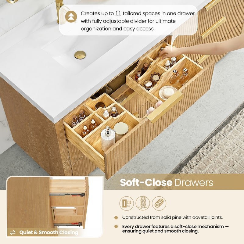 Santarem Double Vanity with Pure White Quartz Stone Top without Mirror