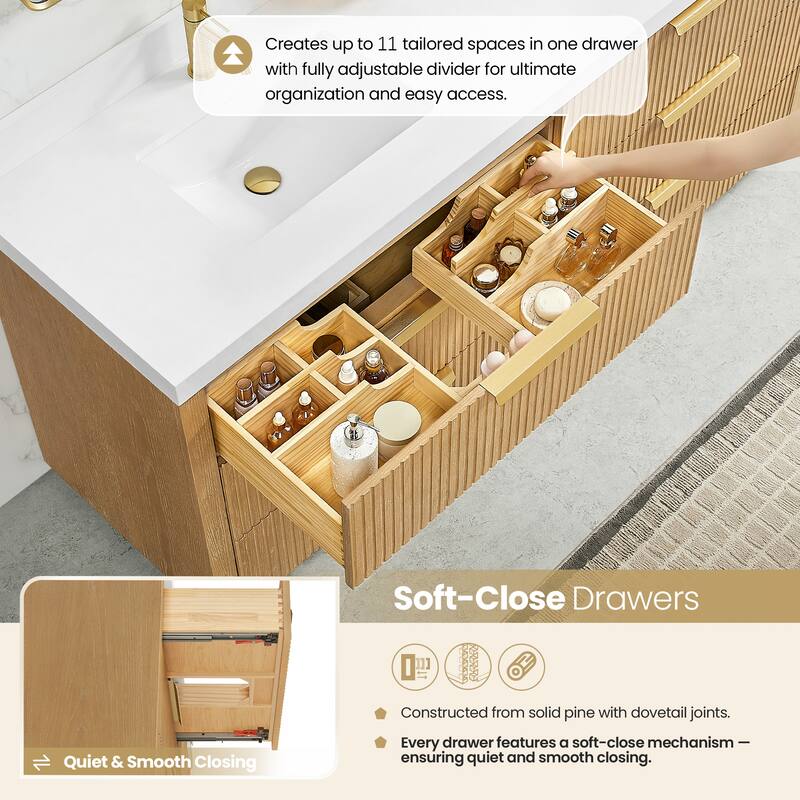 Santarem Single Vanity with Pure White Quartz Stone Top without Mirror