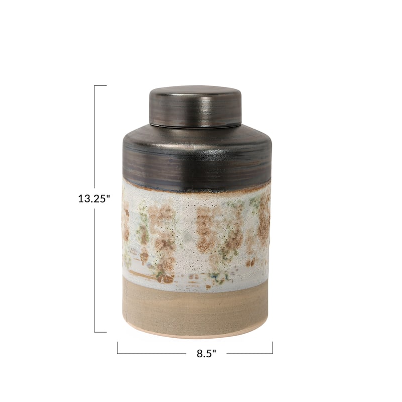 Decorative Stoneware Ginger Jar - 8.5"L x 8.5"W x 13.4"H