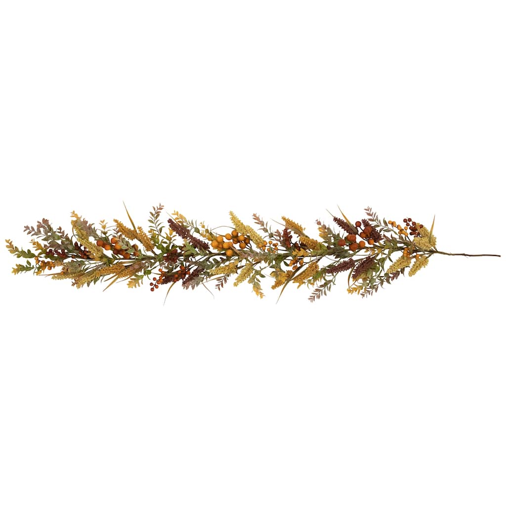 Real Touch™️ Greenery and Berries Artificial Fall Harvest Garland - 5' x 10" - Unlit - 5' x 10"
