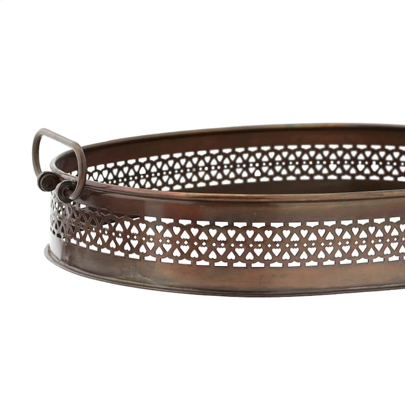 Metal Tray - Set of 2 Brown - Roche River Decor - 13"W x 17"L x 3"H