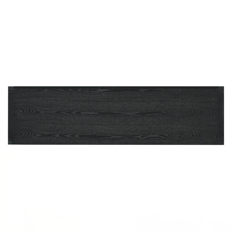 Rattan Buffet Storage Cabinet with Solid Wood Frame, Sideboard with 3-position Adjustable Shelves for Living & Dining Rooms