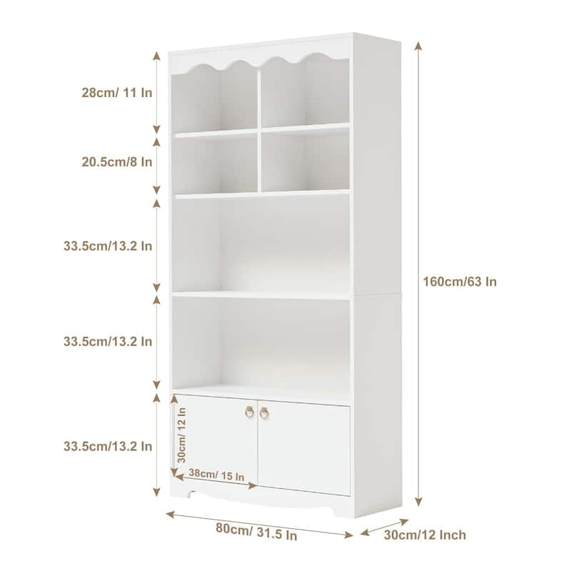 63 Inches Tall Storage Cabinet,5-Tier Bookcase