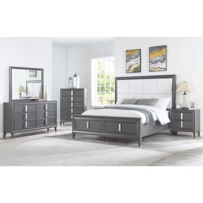 Champagne Metallic Nightstand with Spacious Drawers - Elegant Modern Bedside Table
