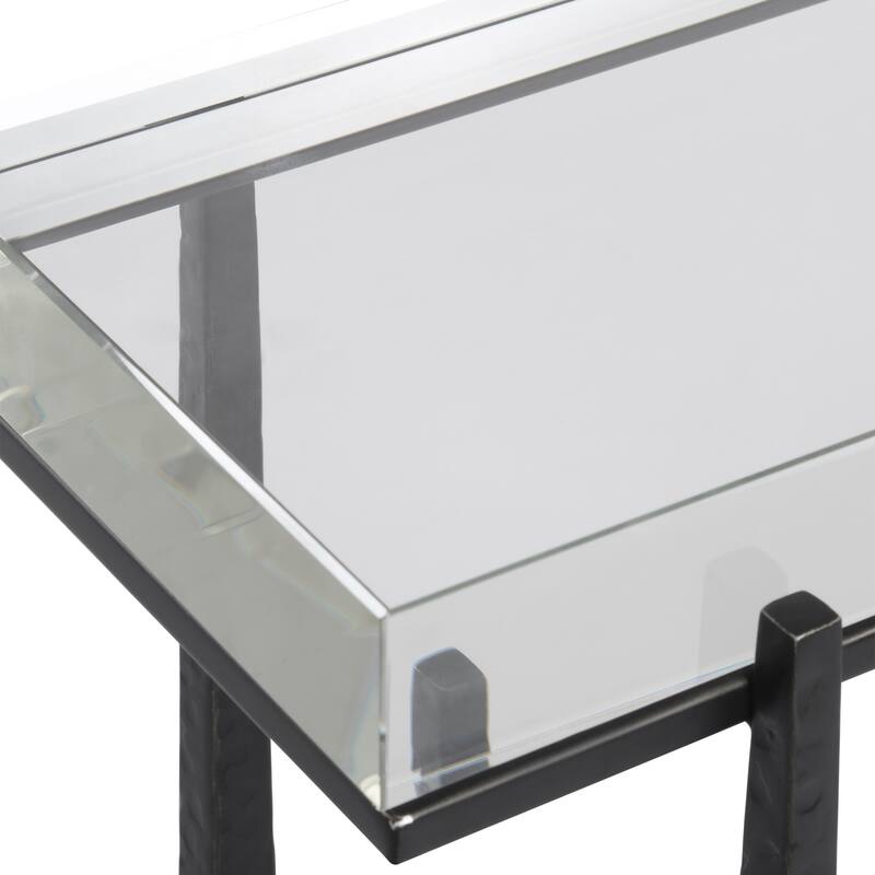 Iron Accent Table with Crystal Top - 24"