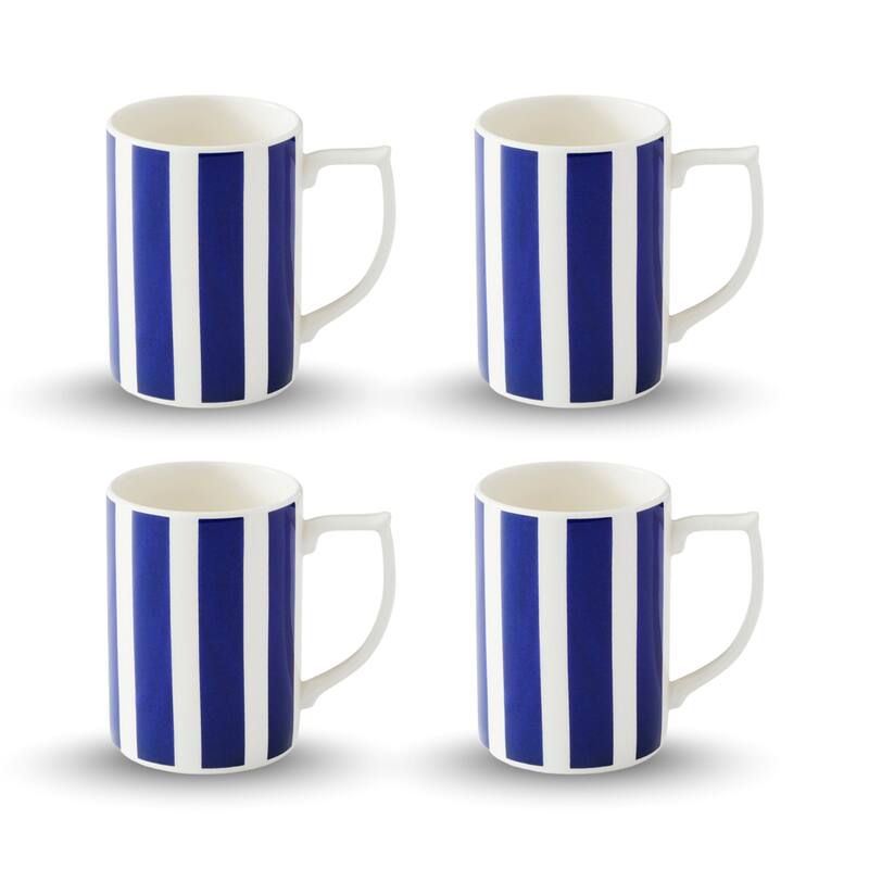 Spode Set of 4 Steccato Stripe Mugs - 12 oz - Bold Stripe