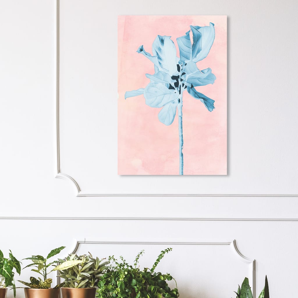 Wynwood Studio 'Fig Tree Leafy Blue' Floral and Botanical Wall Art Canvas Print Florals - Pink, Blue