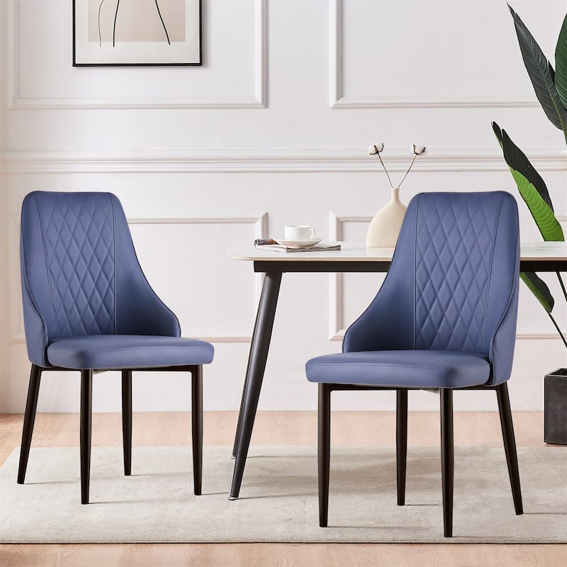 Faux Leather Upholstered Dining Chairs Set of 2 - 35.63"H x 17.72"W x 17.32"D - Set of 2 - Blue