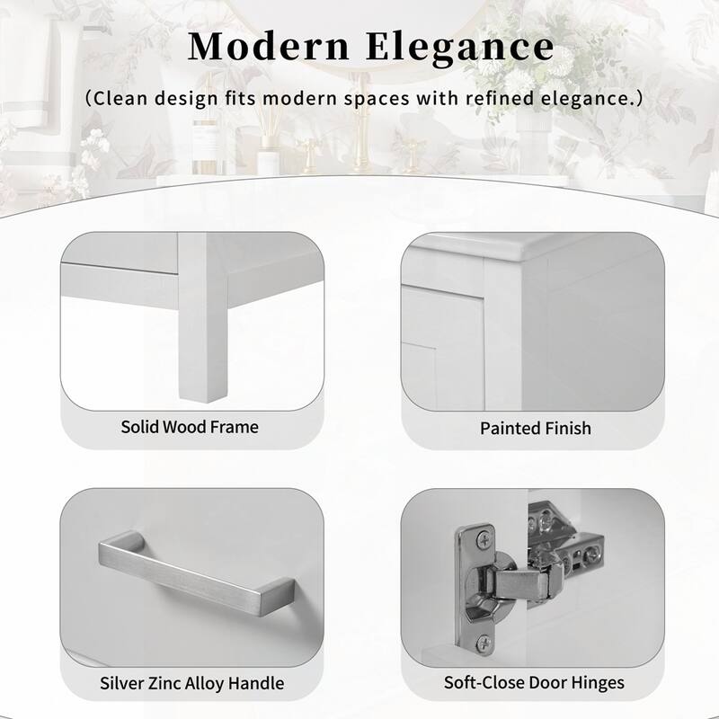 bathroom vanity with integrated undermount basin and a storage cabinet featuring 2 doors and 1 drawer