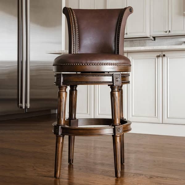 slide 2 of 112, Maven Lane 31" Pullman Swivel Bar Height Kitchen Stool Single - Dark Walnut Vegan Leather