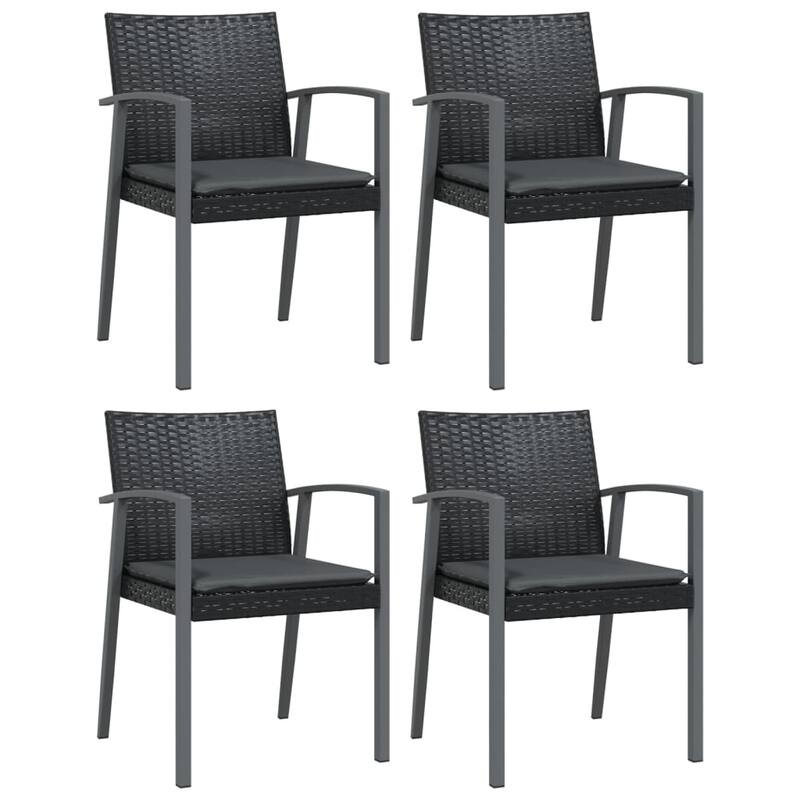vidaXL Patio Dining Set Table and Chair with Cushions Poly Rattan and Steel