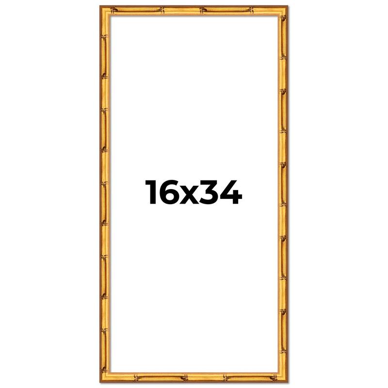 16x34 Frame Gold Bamboo Picture Frame Modern Photo Frame Includes UV Acrylic Shatter Guard Front Acid Free Foam Backing Board