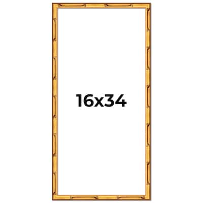 16x34 Frame Gold Bamboo Picture Frame Modern Photo Frame Includes UV Acrylic Shatter Guard Front Acid Free Foam Backing Board