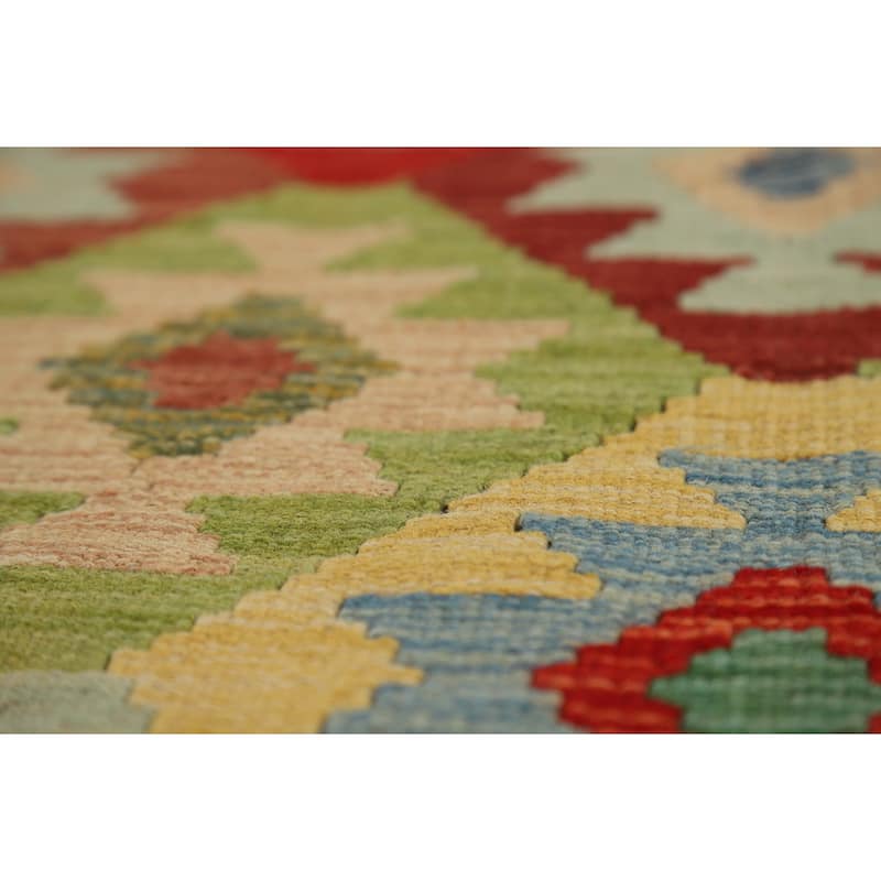 Flat Weave South Western Kilim Area Rug Flatweave Wool Carpet - 8'2" x 9'9"