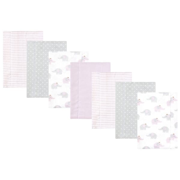 slide 1 of 1, Hudson Baby Infant Girl Cotton Flannel Burp Cloths, Lilac Elephants 7 Pack, One Size - Lilac Elephants 7 Pack - One Size One Size - Lilac Elephants 7 Pack