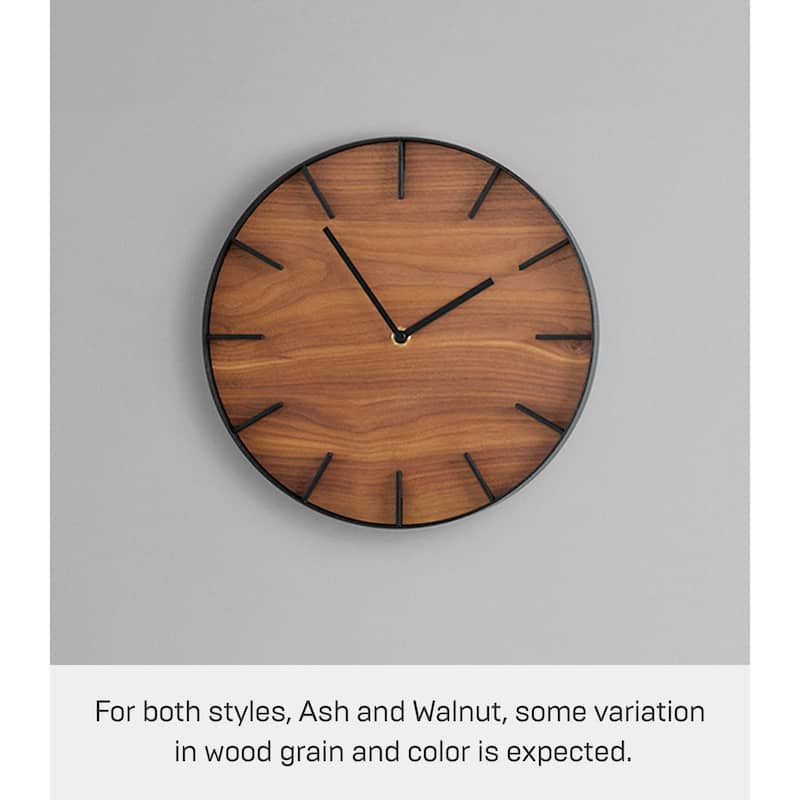 Yamazaki Home Wall Clock, Steel & Wood - L 1.65 x W 10.43 x H 10.43 inches