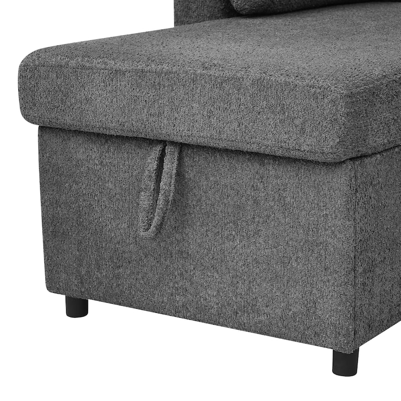 3 in 1 Convertible Sleeper Sofa Couch, 86.2 Inch L Shaped Sectional Sofa with Built In Storage Chaise and Pull Out Bed