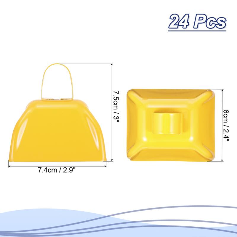 24pcs 3 inch Cow Bells for Football Games Cow Bells for Sporting Events - Yellow