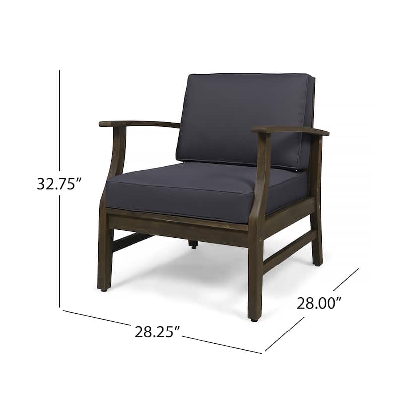Perla Outdoor Acacia Wood Club Chair with Cushion (Set of 4) by Christopher Knight Home