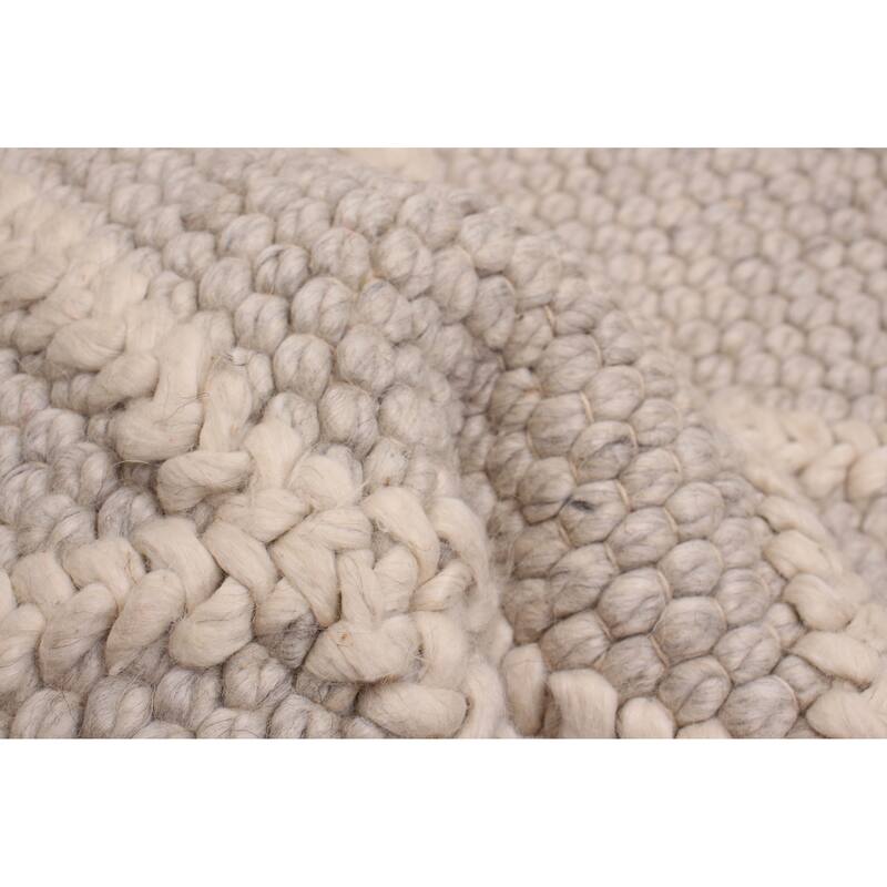ECARPETGALLERY Braid weave Sienna Grey Wool Rug - 4'1 x 3'10