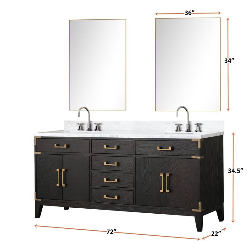 Lexora Laurel Bath Vanity, Carrara Marble Top, Faucet Set, and Mirror