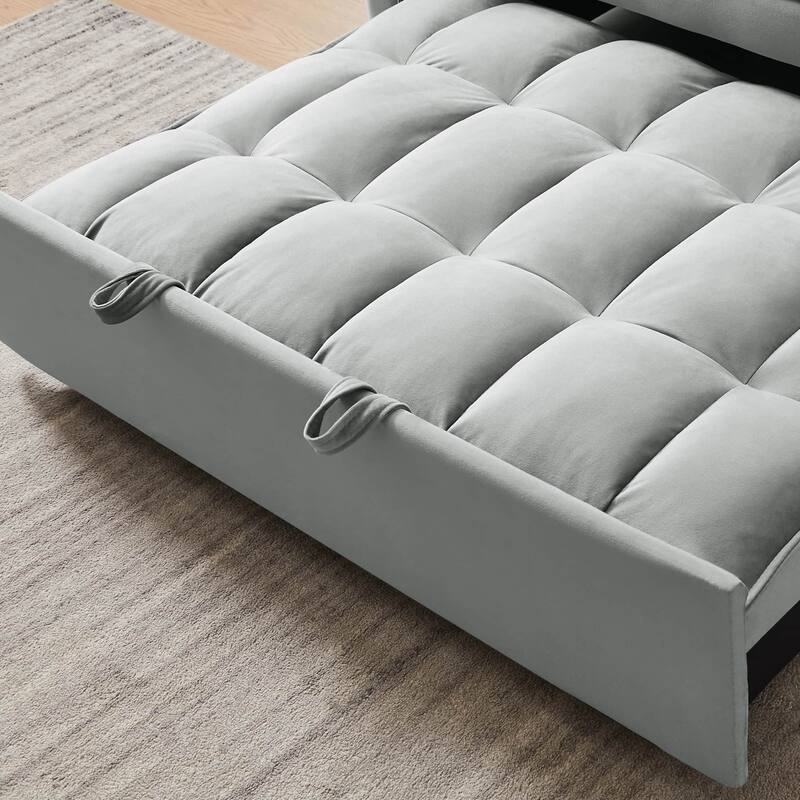 3-in-1 Modern Convertible Velvet Double Futon Sofa Bed with 2 Pillows
