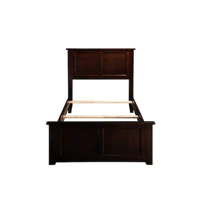 Twin Extra Long Bed with Footboard - Traditional Hardwood Bed Frame - Espresso Finish - Bedroom Furniture