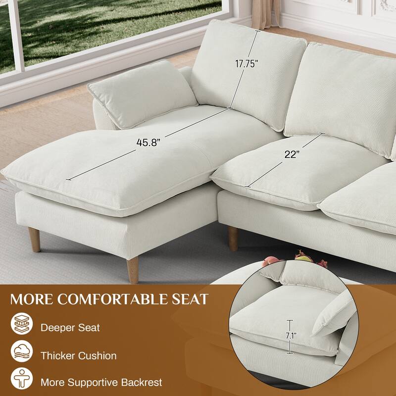 Modern U-Shaped Sectional Sofa Couch with Ottoman Chaise for Living Room