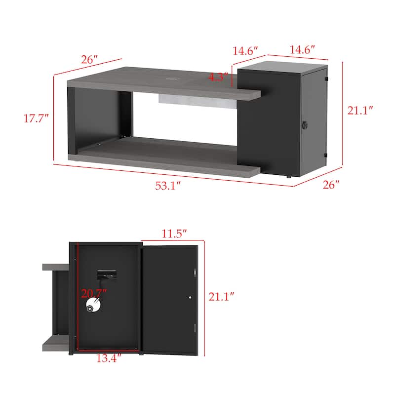 Outdoor Propane Fire Pit Table w/Hidden Tank Cabinet 50,000 BTU Gas Fire Table for Patio Deck CSA Certified