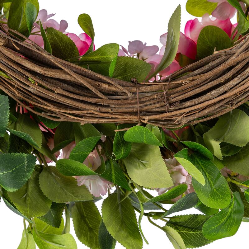 Glitzhome Pink Hydrangea, Peony & Cherry Wreath Garland