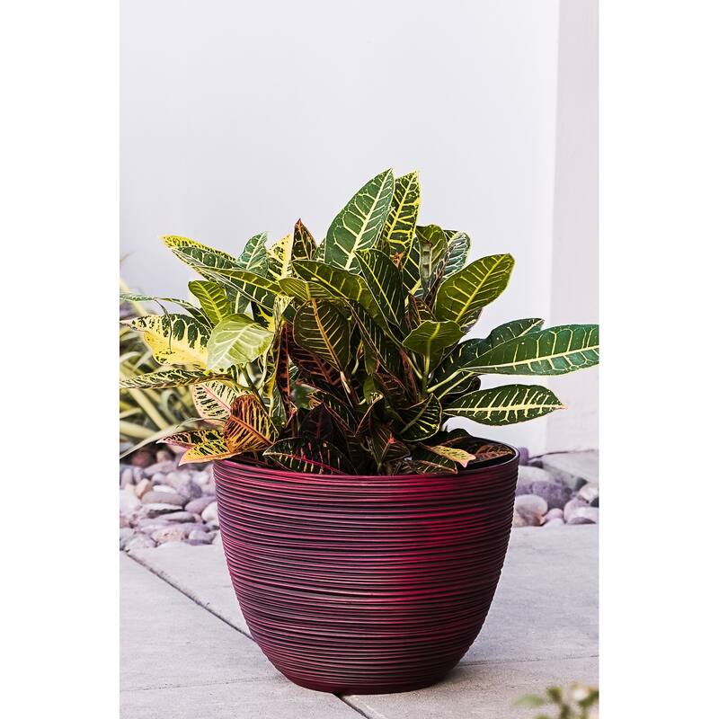 XBrand 12 in. Tall Modern Nested Round Textured Indoor Outdoor Pot Planter (Set of 3)