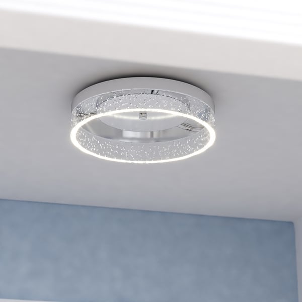 slide 2 of 15, Vaughn 12-in W Integrated LED Chrome Flush Mount Ceiling Light Fixture Clear Bubble Acrylic Shade - 12-in W x 3.5-in H x 12-in D