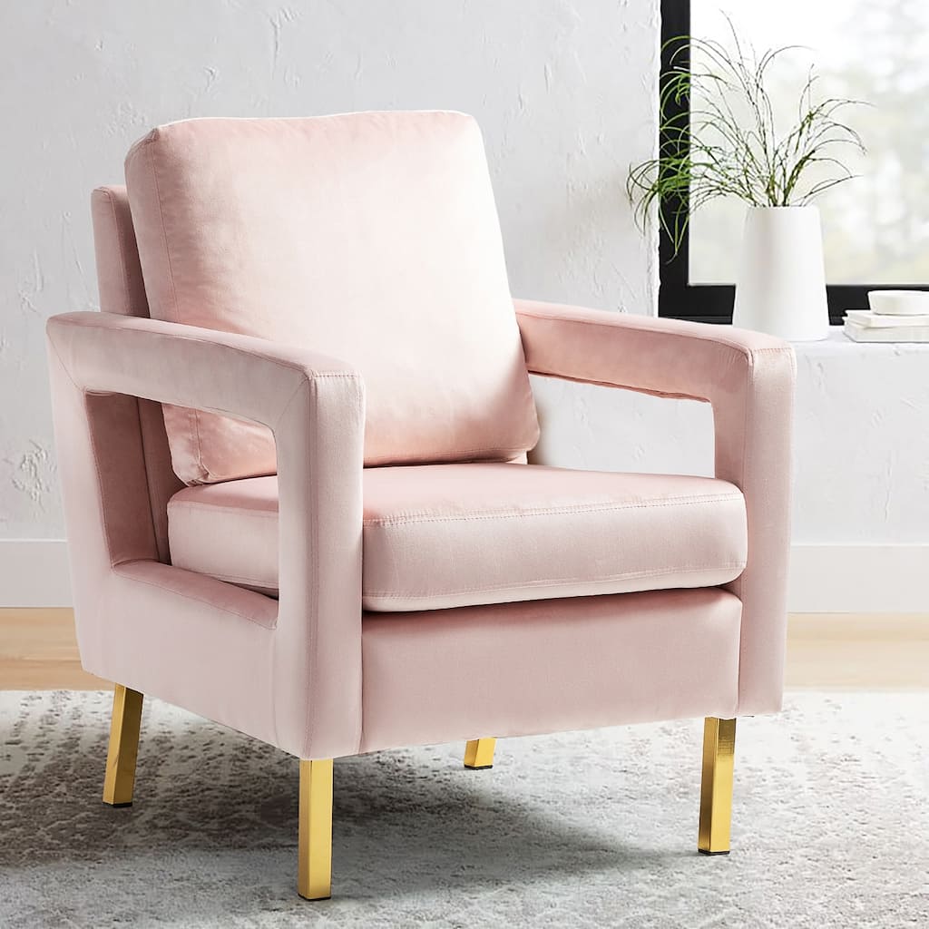 Valentina Comfy Accent Armchair with Golden Metal Legs and Removable Cushions by HULALA HOME